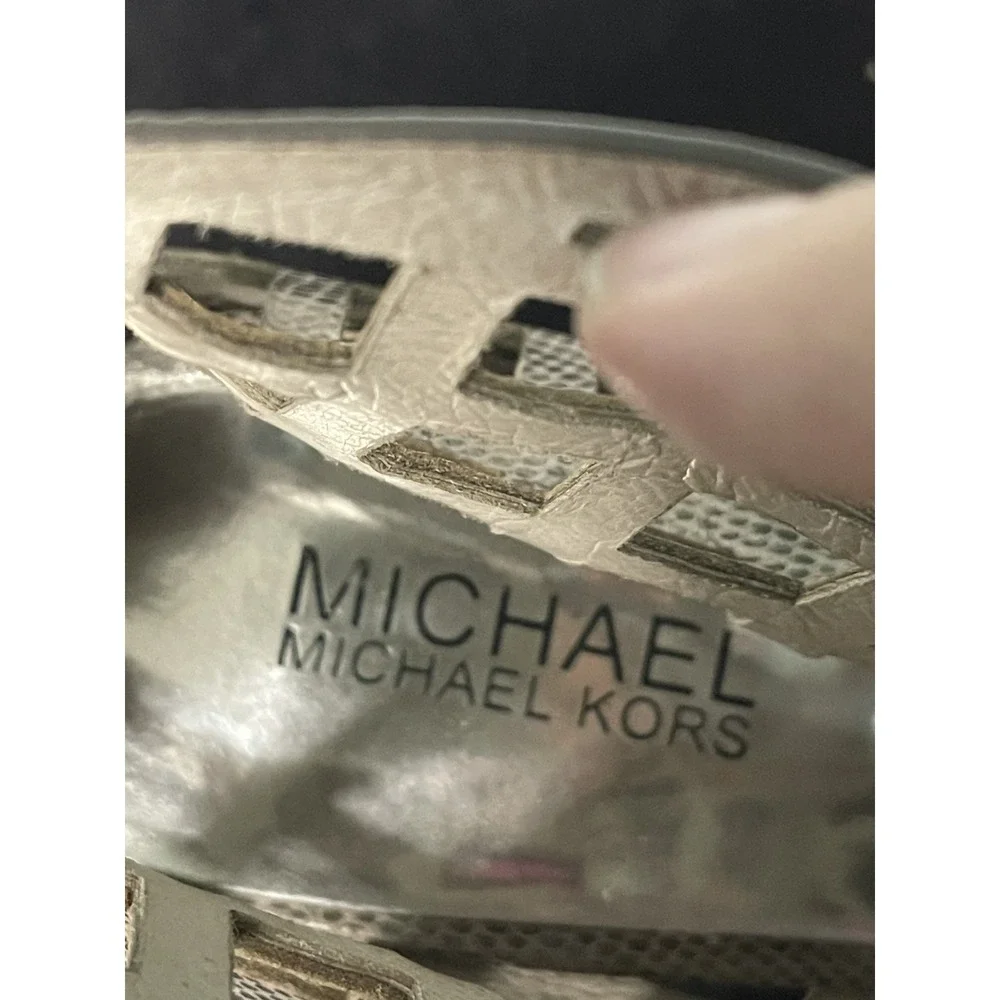 Michael Kors Yvonne Booties Khaki Rhinestone-Embellished Caged Shoe 8.5‎ S-435